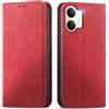MOJIA Cover per Vivo Y21 5G, Custodia Folio Portafoglio in Pelle PU [chiusura magnetica], Case a Libro con Guscio Interno in TPU, Supporto per Carte.. Rosso