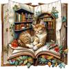 KAAYEE Puzzle in legno, adatto per 15 anni in su, gatto nel libro, animali in legno, puzzle a forma di animali con scatola regalo in legno (32 x 31,5 cm, L)
