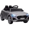 AIYAPLAY Auto elettrica per bambini con licenza Audi Q8 e-tron Sportback 12V con telecomando 2.4G, fari LED, musica, clacson, sospensioni a molla, per bambini da 3 a 6 anni, grigio