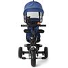 HUOLE Triciclo bambini fino 25 kg, Passeggino con Maniglione regolabile, Bici, Sedile girevole Fronte Mamma e Strada, Cappottina pieghevole, Ruota libera, 4 in 1 (blu scuro)