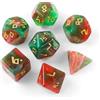 QUTHZZHY Set di 7 dadi poliedrici DND Dice, dadi da gioco per dungeons and Dragons RPG MTG Pathfinder D4 D6 D8 D10 D12 D20 (tinta unita, rosso-verde)