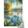 KEZXWCBMN Cigno Bianco Lago Puzzle 1000 Pezzi Carta Puzzle per Adulti Fiori Primaverili Lago Relax Famiglia Decorazione Focalizzazione Regalo 38x26cm/1000pcs