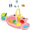 Ysyqkn Kitchen Lavandino Giocattolo Set Bambini Simulazione Lavastoviglie Giocattolo Accessori Cucina Funzione Circolazione Acqua Adatto per Gioco, Maiale Rosa