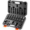 VEVOR Set di bussole girevoli a 360 gradi, set di chiavi a bussola da 3/8, 14 pezzi, metriche universali profonde da 10-19 mm, in lega di acciaio Cr-Mo a 6 punti per riparazione automatica, marcature