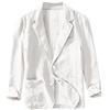 Generisch Giacca da uomo in cotone e lino, da lavoro, casual, in cotone, da uomo, vestibilità larga, tinta unita, estiva, a maniche lunghe, bianco, L