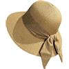 HIVTE Cappello di Paglia da Donna Protezione UV Visiera Larga, Cappello da Sole Pieghevole Estivo per Spiaggia e Viaggi, Kaki