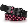 YA BELT Cintura borchiata per donne e uomini gotico metallo punk cintura stile fresco cinture per jeans, Nero borchiato rosa caldo, Fits Natural Waist 40-45