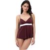 Lovable Parte Alta del Costume | Tankini Senza Ferretto in Microfibra Lucida | Coppe Imbottite Estraibili | Shiny Colour Block Donna, Vinaccia Bianco e Bronzo 36C - 4C