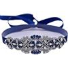 Jadvenword Nuova sposa colorata strass cintura abito da sposa accessorio con nastro di raso blu navy - matrimonio, festa, danza, cena, spettacolo, festival, styling, Blu, Taglia unica