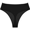 Annbon Slip bikini perizoma a vita alta per donna pantaloni rave, taglio alto, costume da bagno, nero, XS