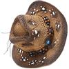 TOYANDONA Cappello da Cowboy Western in Paglia Intrecciata Unisex per Uomo e Ragazza, Cappello da Sole per Spiaggia e Performance
