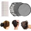 EQLEF Retina per Capelli, Retine per Capelli in Rete con Bordo Elastico per Chignon Riutilizzabili con 20 pezzi di Retina per Chignon Invisibile per Donna 3 Pezzi