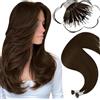Moresoo Nano Ring Extension Marrone Invisibili Extension Nano Ring Anelli Veri Marrone Cioccolato 40 cm #4 50g 50 Ciocche