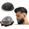 Mprosthesis Toupee - Toupee per uomo, 10 x 8, sistema di sostituzione dei capelli umani Hollywood, per uomini, protesi per capelli da uomo, unità biologiche, traspiranti (#1B Off Black)