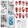 PH PandaHall 3 piastre per stamping unghie con fiori di ibisco, stencil per nail art con foglie e fiori, in acciaio inox, per donne e manicure