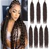 Mscat 24 Inch Ocean Wave 7 Pack Uncinetto capelli Extexsions Long Braids Dark Brown Deep Wave Synthetic Hair Braiding Hair for Black Women 4#