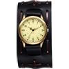 Oidea Orologio da polso da uomo in pelle, stile punk, vintage, stile steampunk, hip-hop, cinturino largo al quarzo, analogico, orologio da polso per Halloween, Nero
