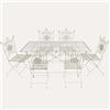 KeyHome Store Set da Giardino Vintage in Ferro Bianco Anticato con Tavolo e 6 Sedie