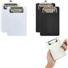 HSYTEK 4 pezzi portablocco formato A6, portablocco piccolo, in plastica, lavagna da scrivere, morsetto per portablocco, raccoglitore per quaderno, ricevute, lista (nero, bianco)