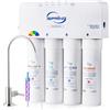iSpring RO5004F-AK Filtro Acqua Osmosi Inversa Alcalina con UV, 500 GPD, pH+, Depuratore Acqua Domestico, Acqua Pura/Scarico 2:1 Sotto Lavello con Pompa, Monitor Vita Filtro, Riduce PFAS, TDS