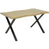 Hela Tische Gerda Tavolo da pranzo, con piano da 46 mm, effetto legno vivo con finiture in rovere selvatico, gambe a X in metallo nero, da 140 x 90 cm