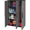 Dmora - Armadio da esterno Bilzen, Mobile outdoor, Armadio balcone multiuso, 100% Made in Italy, Grigio e Nero, Finitura quadri, 102x37h163 cm