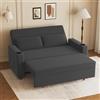 JUMMICO Divano Letto 2 Posti in Velluto Divano Matrimoniale Prontoletto Estraibile con Schienale Regolabile in 5 Posizioni per Soggiorno, Camera da Letto o Ufficio, 75P x 160L x 93H cm, Grigio