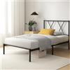 Zinus Elias Rete Letto Singolo 80x190 cm con Testiera in Metallo - Struttura Letto con Doghe in Metallo Incluse - Altezza 31 cm con Spazio Sottostante - Facile da Montare - Nero