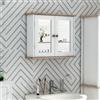 kleankin Armadio da parete con specchio per bagno a 2 livelli con 1 ripiano regolabile e 2 ante in legno - dim. 56I x 14P x 46H cm