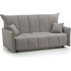 Dmora Divano Letto 3 posti Allyson, Sofà con Apertura a Carrello in Tessuto Imbottito, Braccioli Standard, 100% Made in Italy, Cm 190x90h85, Grigio