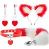 HSNAXingLife Set di 4 plug anali,Coda plug anale in acciaio inossidabile,Giocattoli sessuali per adulti SM,Strumento per flirtare,Oggetti di scena per abbigliamento femminile adatti alle coppie (Rosso)