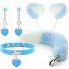 HSNAXingLife Set di 4 plug anali,Coda plug anale in acciaio inossidabile,Giocattoli sessuali per adulti SM,Strumento per flirtare,Oggetti di scena per abbigliamento femminile adatti alle coppie (Blu)