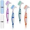 Rainway Set di 4 spazzole dentate con due scatole di immagazzinaggio, spazzolino da denti per protesi, set di spazzole per protesi dentarie portatili, spazzola per protesi bifacciali per una pulizia efficace