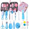 Koomuao Liemuao - Astuccio per la cura del bambino, compatto e portatile, kit completo di 16 accessori, tra cui termometri, tagliaunghie, spazzole, astuccio da toilette per bambini per i viaggi e la casa del