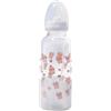 CutiePlusU Biberon per adulti in vetro con tappo protettivo, stampa carina, alimentazione senza BPA, tettarella in silicone da 400ml in set con bicchiere con cannuccia Straw-Flying Piggy