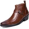 HOOENG Chelsea Stivaletti Rotondi della Caviglia for Gli Uomini Burnished Toe Bike Toe Speciale Fibbia Side Zip in Vera Pelle Immobiliare Antiscivolo Antiscivolo Antiscivolo su Classico