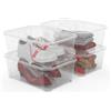 Sundis Fly Box, set di 4 scatole portaoggetti 11l, con coperchio, plastica trasparente, impilabile, ideale per ideale per scarpe, accessori, biancheria, giocattoli