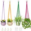 HOWMAX Hanging Planters for Plants with 8 Hooks, Handmade Colorful Cotton Rope Hanging Plant Holder Indoor & Outdoor Boho Room Decor Hanging Ceiling Decor，4 Pack. (4 Color)