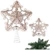 SHATCHI Puntale per albero di Natale a forma di stella glitterata, 14,5 cm, infrangibile, per decorazioni per albero di Natale, albero di Natale, corona e ornamento per le vacanze