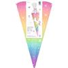 Ursus 1005 00 02 - Kit di coni scolastici Easy Line Unicorno, esagonali, altezza ca. 68 cm, diametro ca. 20 cm, incl. istruzioni per la lavorazione e foglio modello, per l'iscrizione a scuola