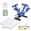 VEVOR Macchina da Stampa Serigrafica a 4 Colori 1 Stazione, 21,2 x 17,7 Pollici / 54 x 45 cm Pallet di Posizionamento a Doppio Strato Te di t-Shirt, Blu