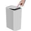 TIPGO Pattumiera da bagno con coperchio, 10 litri, sottile, piccola pattumiera con coperchio pop-up, per cucina, camera da letto, soggiorno, ufficio (grigio)