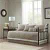 Madison Park Breanna - Copriletto trapuntato double-face, 100% cotone, per tutte le stagioni, con mantovana giroletto, federe abbinate, cuscino decorativo, (190,5 x 99 cm), cachi, 6 pezzi