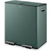 Tower T838022FOR Pattumiera a pedale con due scomparti da 20 litri, corpo in acciaio al carbonio, due secchi interni, 40 l, verde foresta
