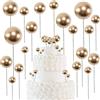 Cheerhom 50 Decorazioni Sferiche per Torte, Decorazioni per Torte di Compleanno, Mini Decorazioni Dorate per Torte, Adatte per Torte di Compleanno, Matrimonio e Feste (Oro)