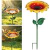 PlsMupn Vasca per Uccelli da Esterno in Metallo, 64CM Girasole Bagno per Uccelli Staccabile, Bagnetto e Abbeveratoio da Giardino, Mangiatoia per Uccelli Selvatici, per Esterni, Terrazza, Giardino, Cortile