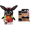 Bing 3514 Peluche Parlante Bing 30 cm, Adatto dalla Nascita, Lingua Inglese + Duracell LR44 Batteria Bottone al litio 1.5V, Specialistica Elettronica, Confezione da 8
