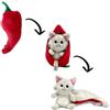 FLIPETZ by Les DéGLINGOS - Peluche reversibile per gatti e peperoncino, 2 in 1, ultra morbido, regalo per nascita, unisex e prima età, 20 cm, colore: rosso e grigio