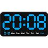 ZYWUOY Orologio da parete digitale con display a LED, sveglia regolabile a 3 livelli, doppio formato 12/24 ore, ora, data, visualizzazione settimana (blu)