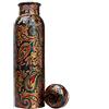 OSNICA Borraccia da viaggio in rame 100% puro rame, senza giunture, a prova di perdite, benefici per la salute ayurvedica, elegante bottiglia in rame, 900 ml (design 07)